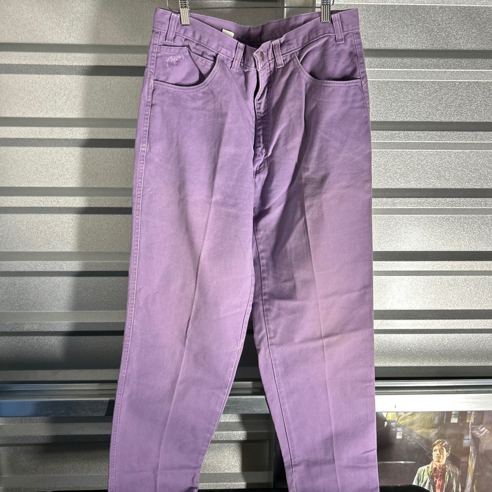 VINTAGE ROPER Pants Womens 15 Purple Denim High Waist Bow Back Retro 90s